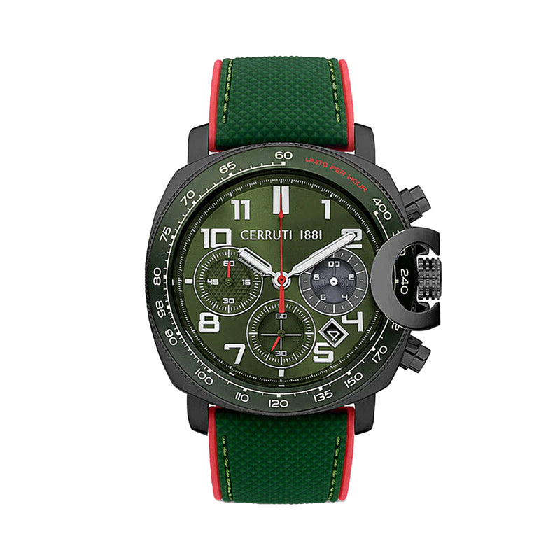 ساعة شيروتي 1881 بوسيتانو للرجال بمينا أخضر وجلد أخضر اللون