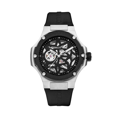 Cerruti Lucardo Gents Automatic Black Rubber Strap Watch