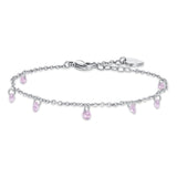 Luca Barra Ladies Steel Anklet with pink Zircons