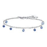 Luca Barra Ladies Steel Anklet With Blue Zirconia