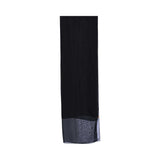 Full view of the sheer black sheila showcasing the delicate fabric texture.