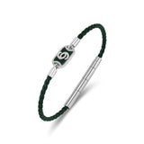 Detailed close-up shot of the Enrico bracelet's central steel bar, highlighting the cutout C logo motif and the laser-engraved brand name on the side.