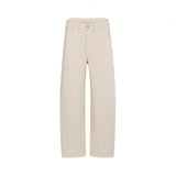 Front studio view of Citizens of Humanity ecru wide-leg jeans, displaying the high-rise waist and relaxed straight silhouette against a white background.