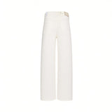 Back studio view of Citizens of Humanity white trousers, showcasing the clean high-waisted tailoring, smooth rear patch pockets, and paper size label against a white background.