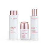 Clarins Bright Plus Ritual Set brightening skincare collection for radiant hydrated skin Find Online Today at Blue Salon Qatar GCC