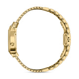 Side view showcasing the slimness of the teardrop case head and the meticulous profile construction of the scale-link folding bracelet.