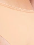 Close-up view of the Sloggi Body Adapt Twist hipster panty in powder orange, showcasing the mesh waistband and seamless laser-cut edges. Available Online