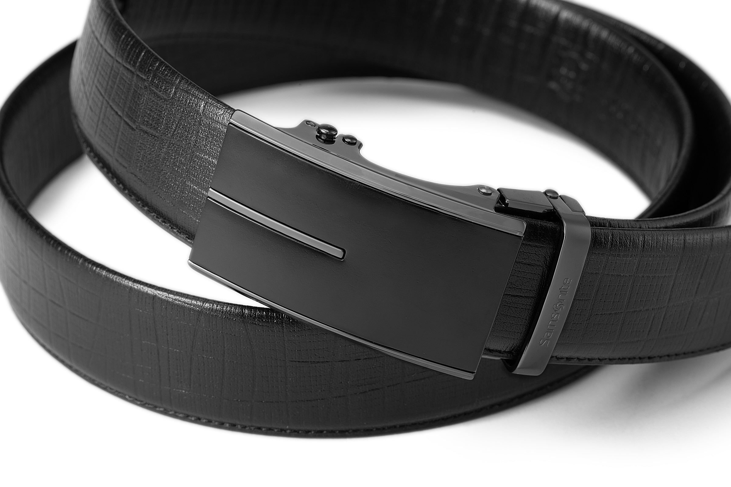 Samsonite AAMIR II Biz Auto Plate 03 Black Leather Belt