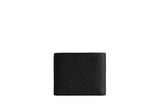 Back view of a closed Coach billfold wallet highlighting the textured crossgrain leather and tonal stitching.