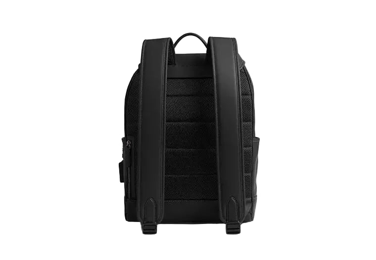 Rear view of the Coach Track Backpack showing the breathable mesh-padded back panel and ergonomic adjustable shoulder straps.