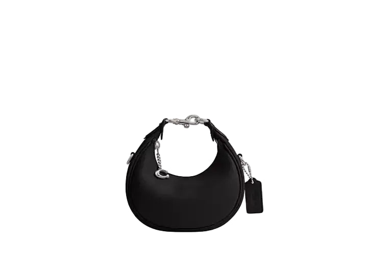 Front-facing view of the Coach Lana shoulder bag in black featuring gold-tone hardware and the detachable shoulder strap.