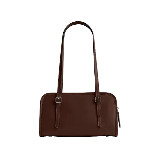 Back view of the Coach Lana 23 bag in maple leather showing the smooth glovetanned finish and structured base.
