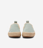 Cole Haan Women's Cloudfeel Asbury Slip-On Loafers Pair of light blue espadrilles with cork soles on a white background