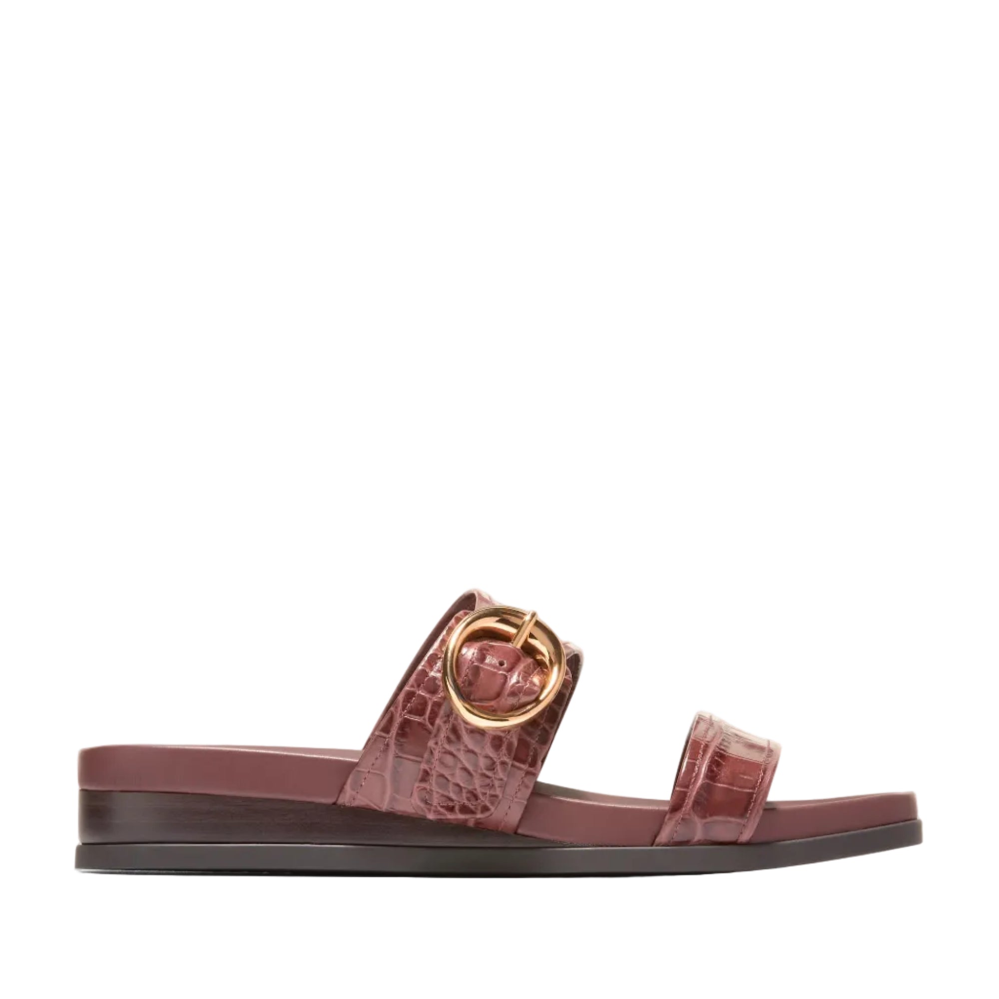 Cole Haan Women's Oaklynn Double Band Footbed Sandals W35352:CH MAHOGANY CROC PRINT LEATHER