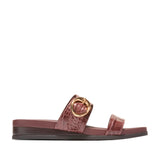 Cole Haan Women's Oaklynn Double Band Footbed Sandals W35352:CH MAHOGANY CROC PRINT LEATHER