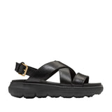 Cole Haan Women's ZERØGRAND Rexanna Sandals W36547:BLACK LEATHER / BLACK