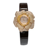 Crisathena Paris Desert Rose Women’s Watch – Rose Gold & Diamond Pave with Leather Strap