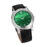 Saint Honore Deauville Men;s Green Dial Black Leather Strap Watch