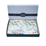 Dea Flora Double Band Print King Duvet Set – 260x240 cm – Italian Botanical Sateen | Luxury Bedding Collection