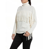 Replay Women's High Neck Sweater with Fringes