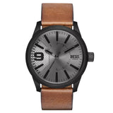 Diesel Rasp Gents Three-Hand Brown Leather Watch