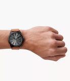 Diesel Rasp Gents Three-Hand Brown Leather Watch