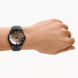 Diesel D-Sruptor Gents Silver Sunray Dial Three-Hand Black Stainless Steel Bracelet Watch