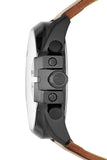 Diesel Mega Chief Gents Black Dial Brown Leather Strap Watch