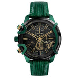 Diesel Griffed Gents Black Dial Green Leather Strap Watch