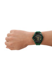 Diesel Griffed Gents Black Dial Green Leather Strap Watch