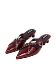 Alohas Women's Zyra Leather Mules Onix Burgundy