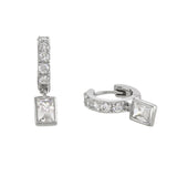 Buckley London Silver Diamond Hoop Drop Earring IMI Rhodium