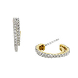 Buckley London TwoTone Pave Double Hoop Earrings Gold + Rhodium