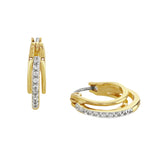 Buckley London Two-Tone Trio Pave Hoop Earrings Gold SS25