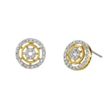 Buckley London Two Tone Pave Halo Stud Earrings Gold + Rhodium