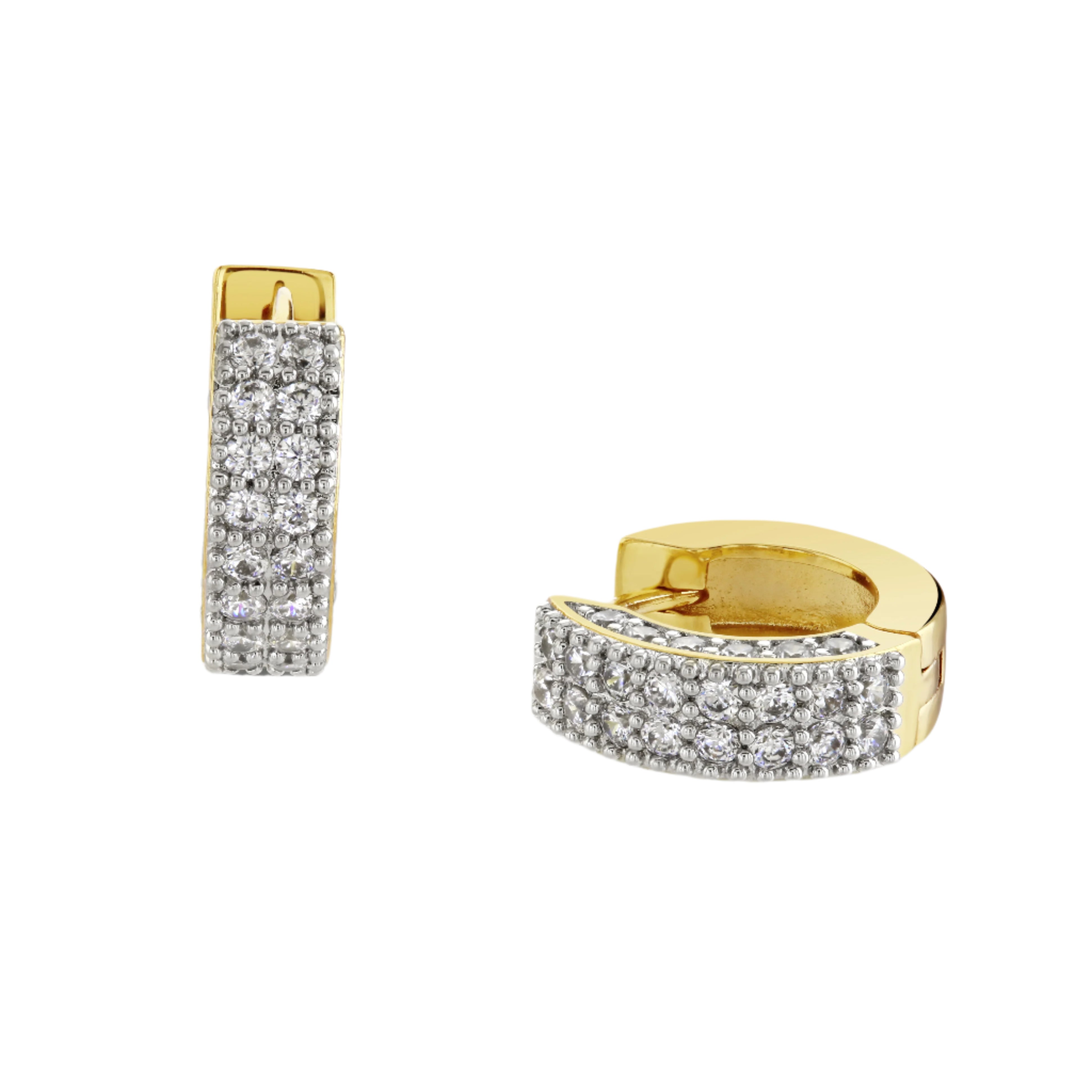 Buckley London Gold Pave Chubby Huggie Earrings Gold + Rhodium | Accessories | departure-to-desk | Earrings | Fashion Jewellery | new-season-2025 | Women | Women Earrings | Womens Buckley London Gold Pave Chubby Huggie Earrings Gold + Rhodium | Accessories | departure-to-desk | Earrings | Fashion Jewellery | new-season-2025 | Women | Women Earrings | Womens