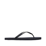 Black rubber flip-flop with a flat sole and thong strap. White 'EMPORIO' text on the strap.