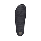 Black slipper sole with "BORG" embossed in large letters and a textured pattern. Small transparent tag at the heel.