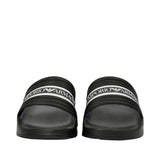 Emporio Armani Men's Ribbed Strap Slide Slippers with Logo Detail