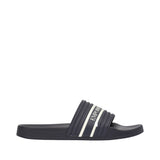 Emporio Armani Men's Ribbed Strap Slide Slippers with Logo Detail
