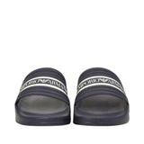 Emporio Armani Men's Ribbed Strap Slide Slippers with Logo Detail