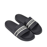 Emporio Armani Men's Ribbed Strap Slide Slippers with Logo Detail