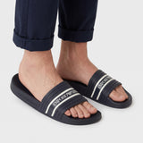 Emporio Armani Men's Ribbed Strap Slide Slippers with Logo Detail