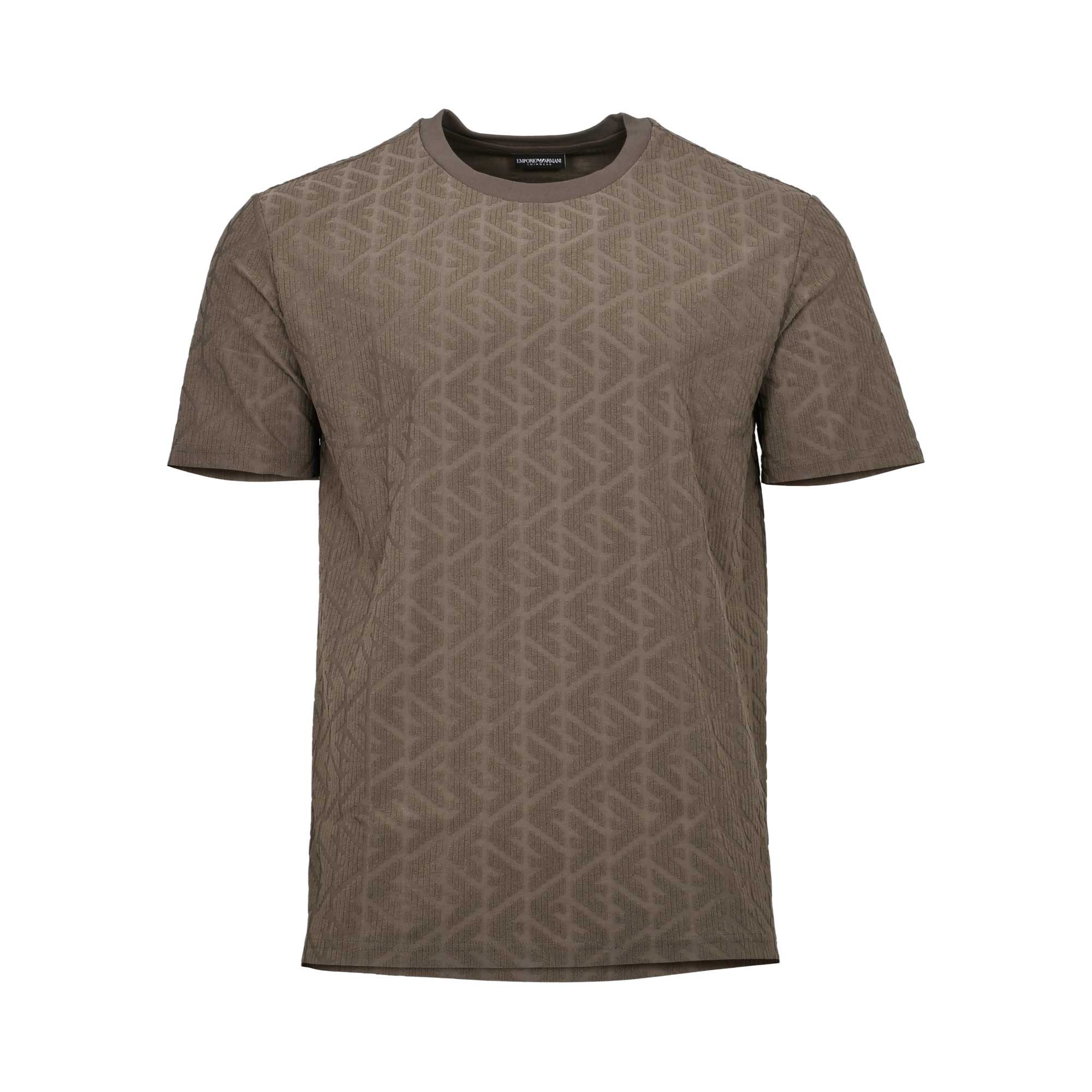 Emporio Armani Men's Walnut Textured T-Shirt | All Clothing | departure-to-desk | Men | Mens | Mens Fashion | new-season-2025 | Tops & T-Shirts