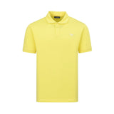 Lemon yellow short-sleeved polo shirt with a classic collar, two-button placket, and a light-colored embroidered eagle logo.