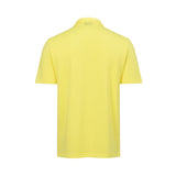 Lemon yellow short-sleeved polo shirt, plain back view with a collar.
