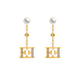 Escada Florence Women's Gold Plated Pearl and Crystal Logo Drop Earrings
