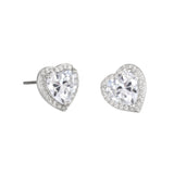 Buckley London Clear Sparkle Heart Earrings Rhodium