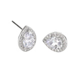 Buckley London Clear Sparkle Pear Earrings Rhodium