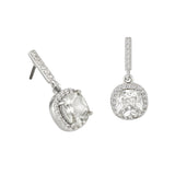 Buckley London Clear Cushion Drop Earrings Rhodium